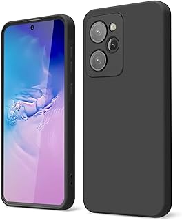 جراب حماية من السيليكون السائل مع بطانة من المايكروفايبر بتصميم رفيع وناعم من البولي يوريثين المقاوم للحرارة مقاوم للخدوش والصدمات من جوجمي لموبايل شاومي ريدمي نوت 12 برو 5G شبكة الجيل الخامس X5 أسود