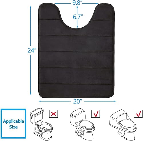 Miniatura 2 de Buganda - Tapete de espuma viscoelástica para baño con contorno en forma de U, antideslizante, absorbente, grueso, suave, lavable, para base de