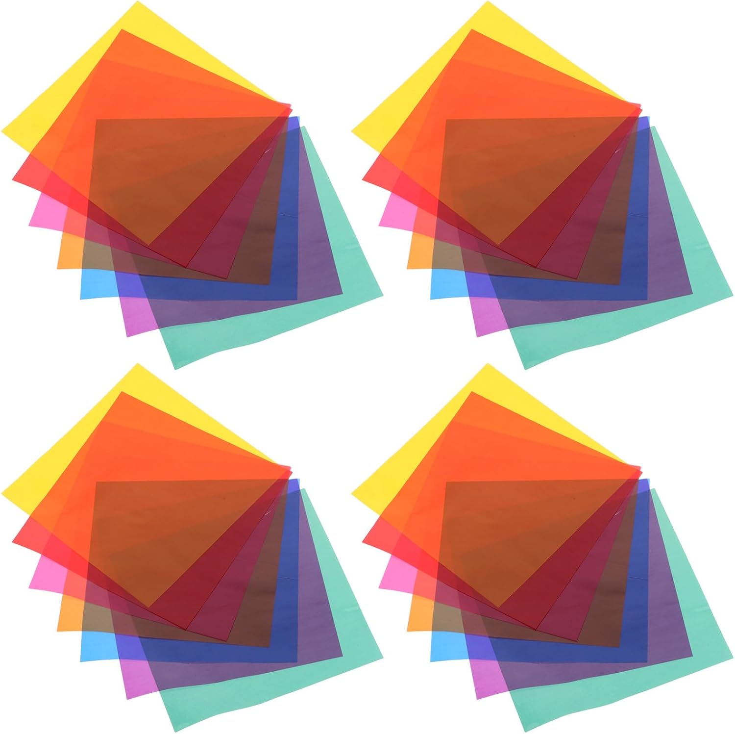 BETOOKY 28pcs 10cm Square Multi-color Cellophane Paper Sheets, Solid Packaging for Candy, Crafts, and Decorative Light Effects