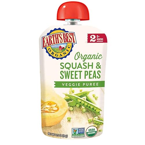 Earths Best Alimento orgánico para bebés calabaza y guisantes dulces bolsa de 35 onzas