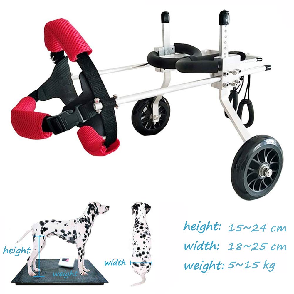 Carrello per Cani, Passeggino per Zampe Posteriori, Sedia a Rotelle per Animali Domestici per Piedi Posteriori, Portatori di Handicap/Paralisi/Disabili, 5-15 kg