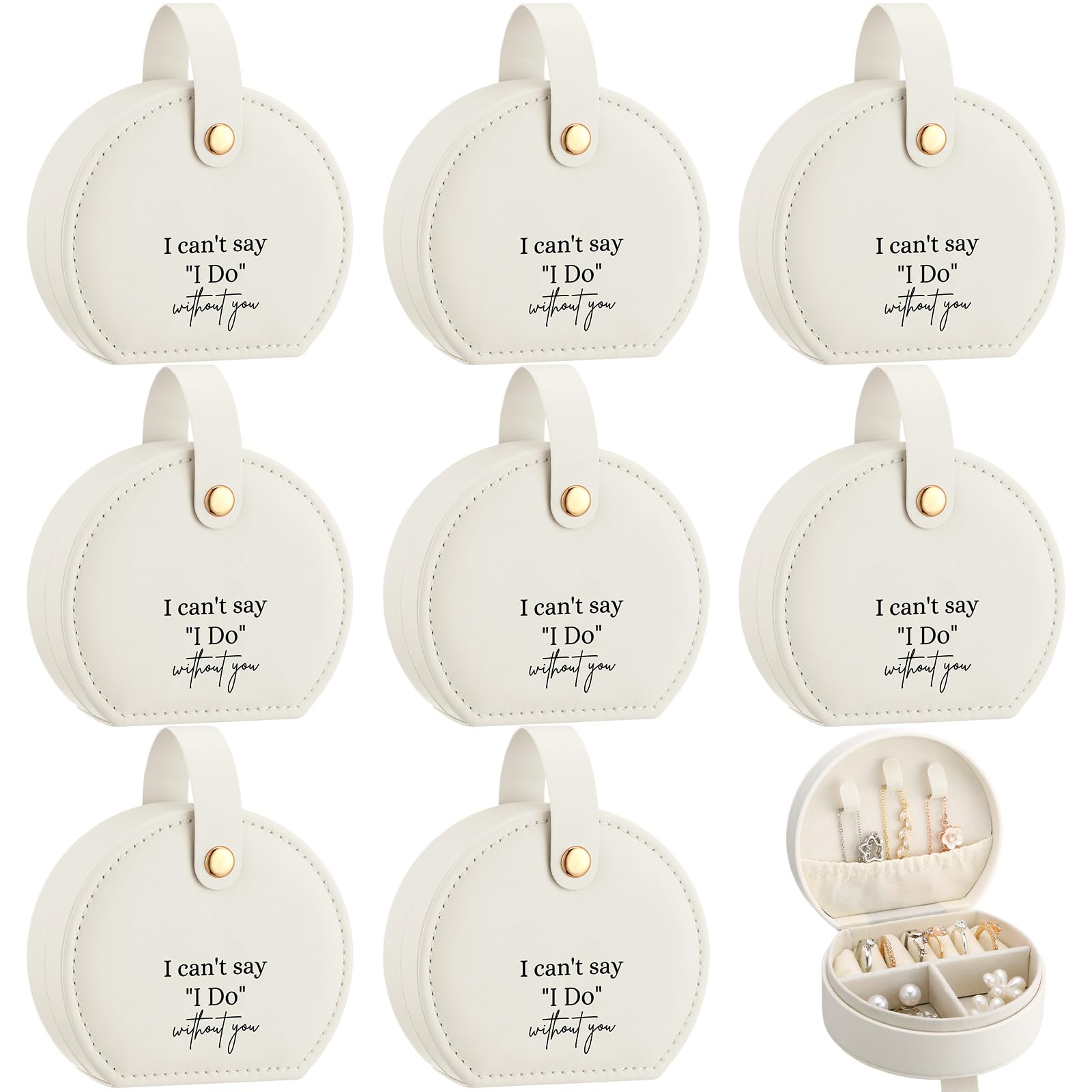 Colingmill 8 Pcs Bridesmaid Proposal Gift Travel Jewelry Box I Can't Say I Do Without You Jewelry Case for Women Wedding Gift