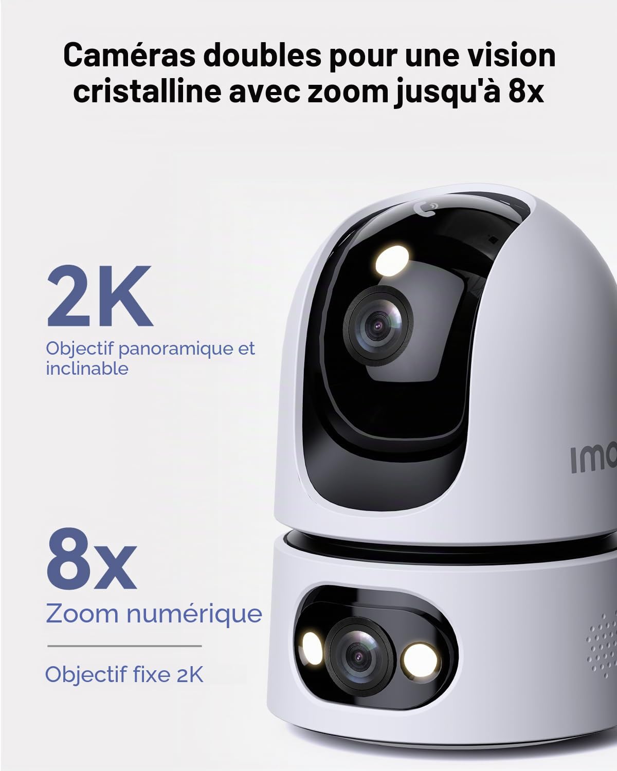 Imou 3K(3MP+3MP) Lot 2 Caméras Surveillance WiFi Intérieur Double Objectif