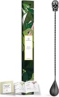 Homestia 12-Inch Skull Handle Stainless Steel Bar Spoon - Long Cocktail Stirrer for Mixing, Layering Drinks in Tall Glasses & Shakers (Black)