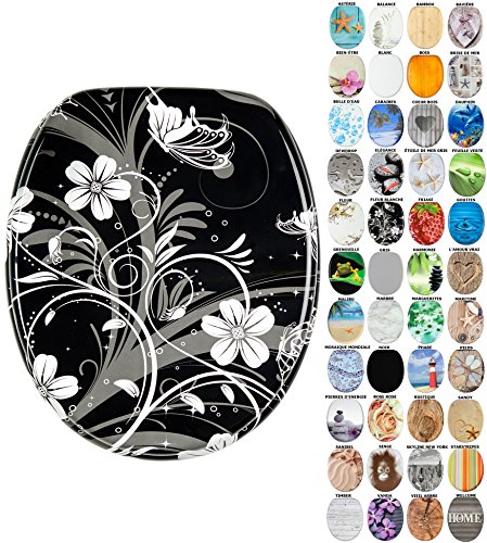 Abattant WC frein de chute soft close - Finition de haute qualité - Facile fixation (Fleur blanche)