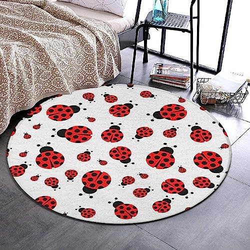 Kitchen Office Home Area Decor Pad Party Holiday Decor Floor Mat Compatible with Ladybug Red Black Dots White, Unique Area Carpet with Anti-Slip Rubber Bottom Protection