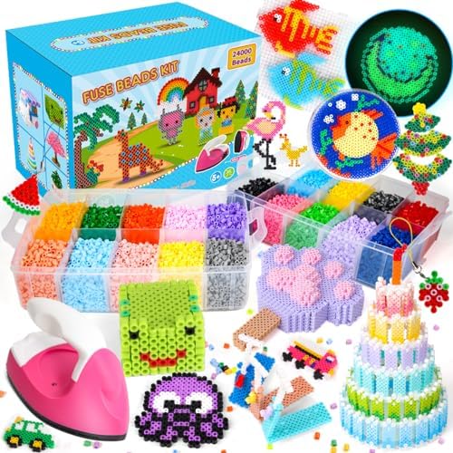 Meland Fuse Beads with Mini Iron 24,000pcs Beads for