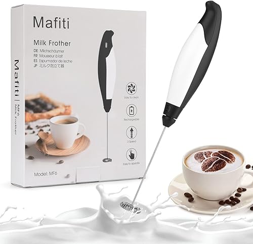 Mafiti Milk Frother coffee Frother Bigger Handle Handheld Electric for Milk Foaming LatteCappuccino Frother Mini Frappe Mixer for Drink Hot