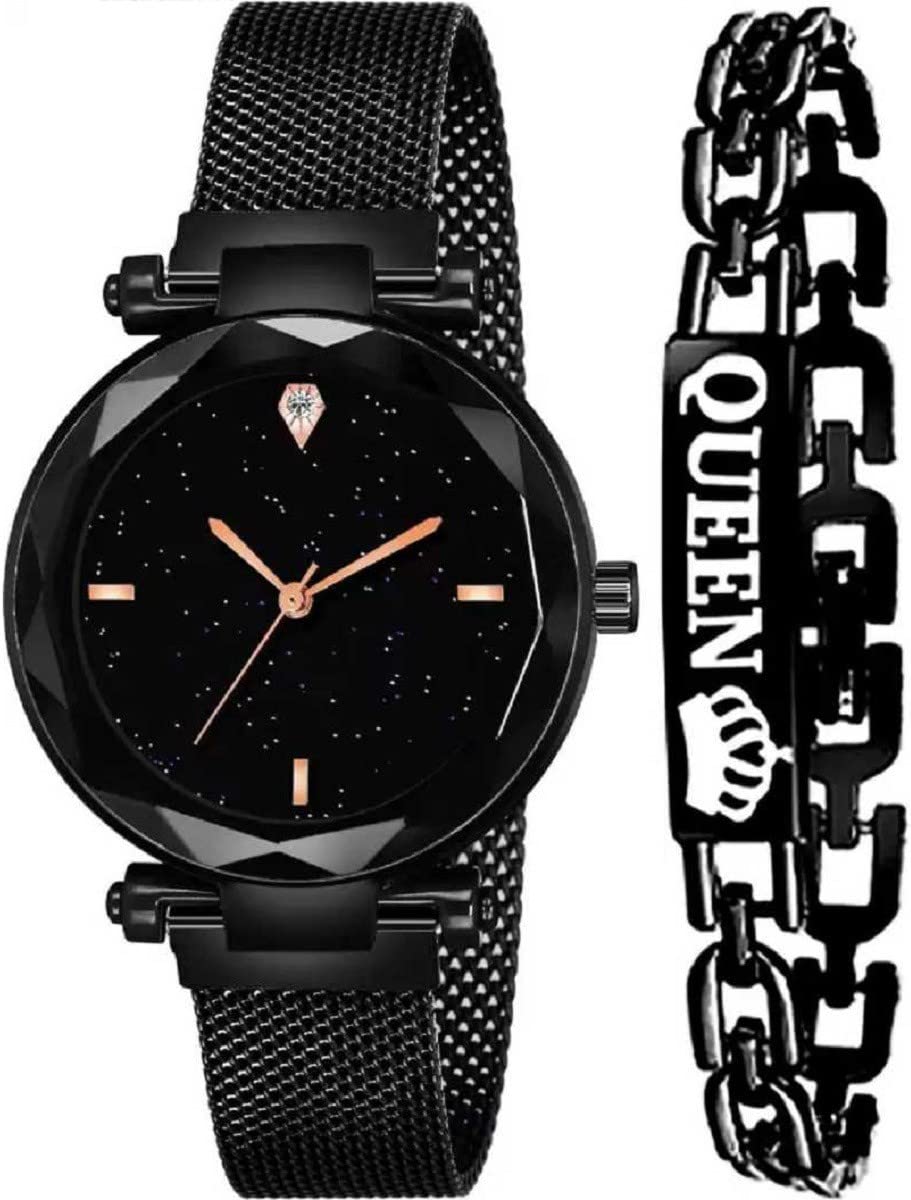 DKEROAD Analog Stainless Steel Black Strap Watch for Girls | Casual-Party-Wedding-Formal-Sports | - Model513 (B0BGRVDYMH) Amazon Price History, Amazon Price Tracker