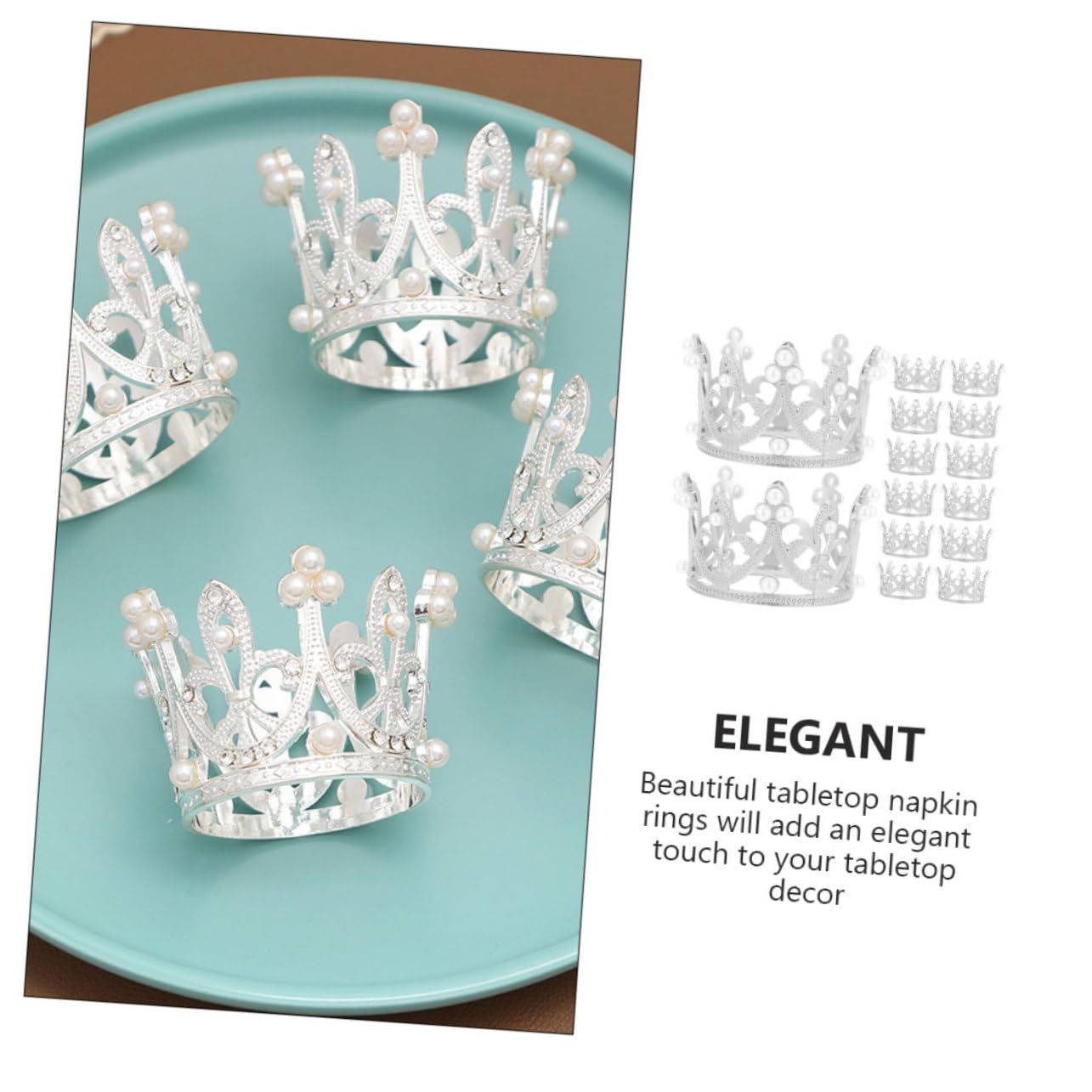 Anelli Portatovagliolo Corona in Lega di Zinco, 12 Pezzi Argento | Tavola Nuziale e Festa di San Valentino, Decorazione Leggera per Tovaglioli, Set Elegante da 12