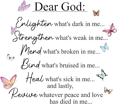 Dear God Inspirational Sayings Wall Stickers, Prayer Room Christian Religious Bible Scripture Affirmation Motivational Spiritual Quotes Decals for Bedroom, Living Room, Peel and Stick 2320