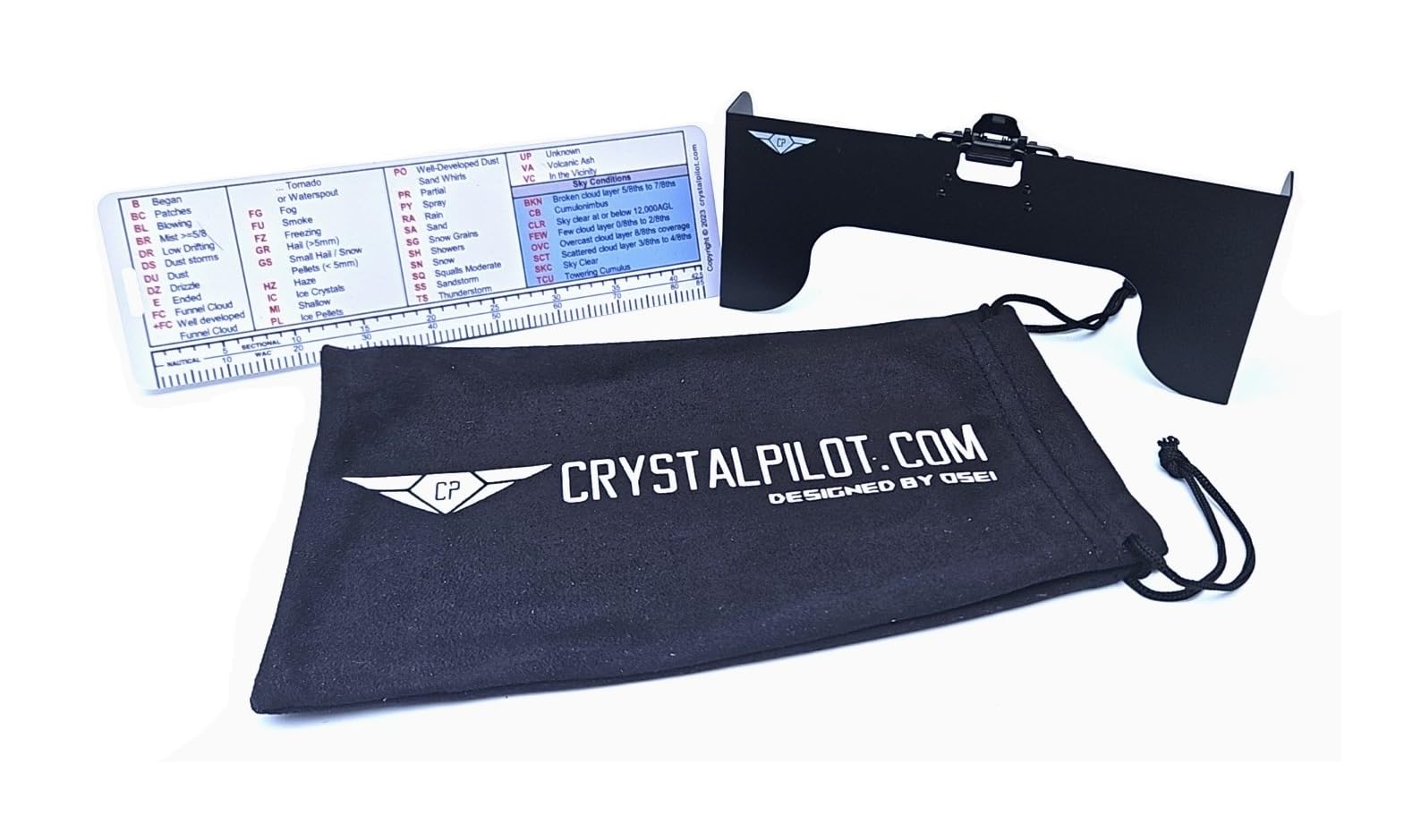 Crystal Pilot Clip On Cloud-overs and Metar Cheat Sheet with Sectional Scale, White Background - Image 3