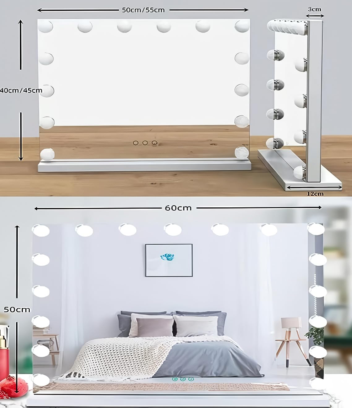 ⭐︎値下げ⭐︎【美品】女優ミラー　LED電球　充電付き　明るさ調節可能 Amazon.co.jp: SeptRabbit 女優ミラー LED電球付き 卓上/壁掛け両用