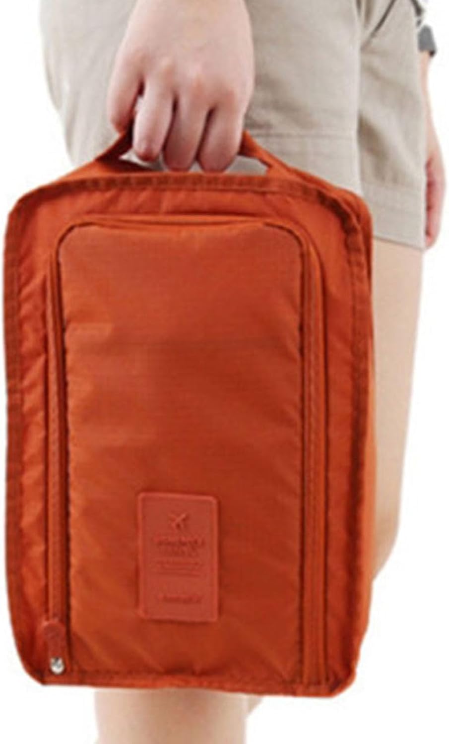 Water Resistant Shoe Bag with Breathable Mesh Panel, Travel Shoe Storage Organizer for Gym Beach Vacation Luggage, Polyester Footwear Pouch with Separate Compartment
