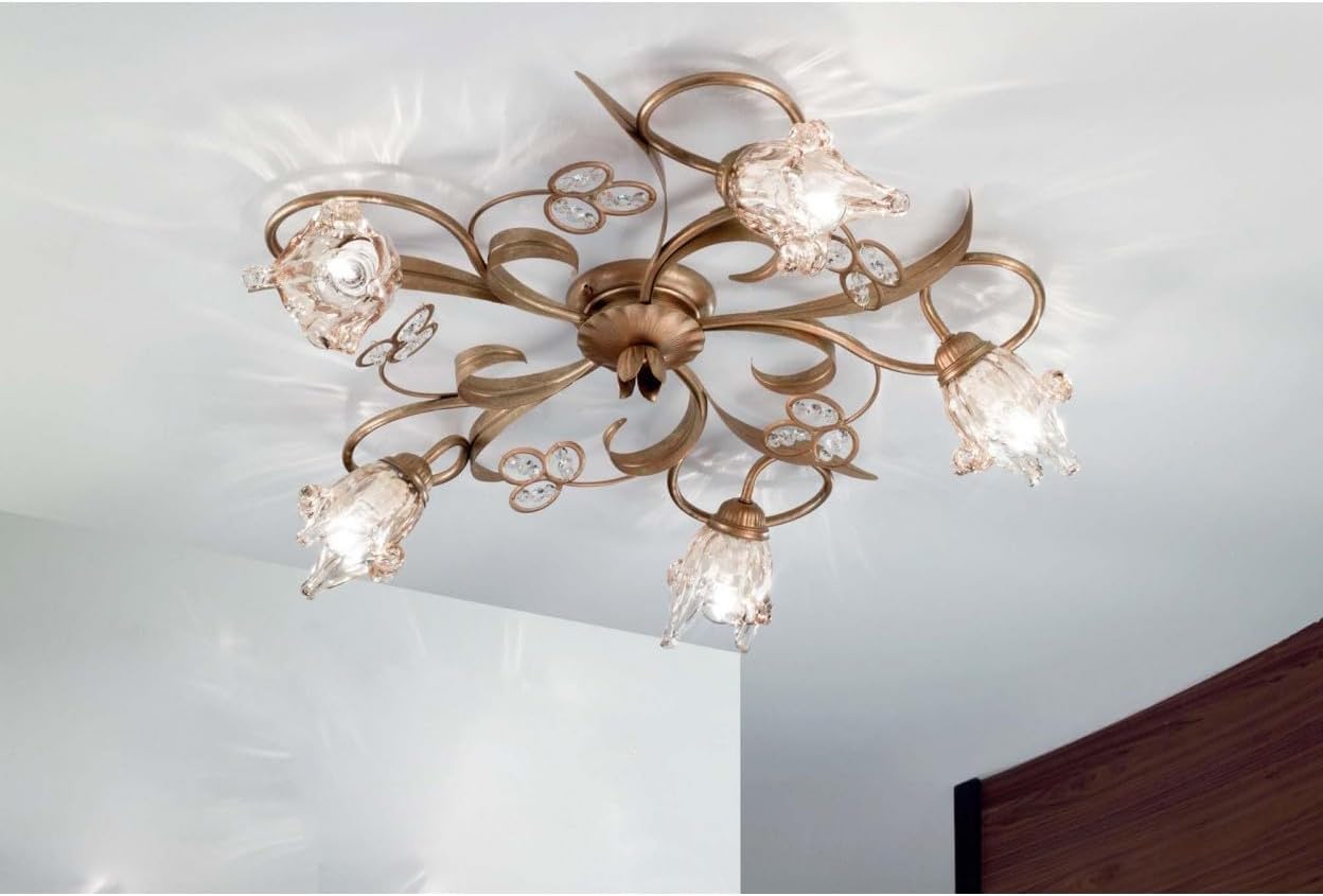 Generico Klassieke plafondlamp van smeedijzer met Frans gouden kristal, 5 lampen, DP264 verlichting voor woonkamer, kinderkamer, eetkamer, slaapkamer.