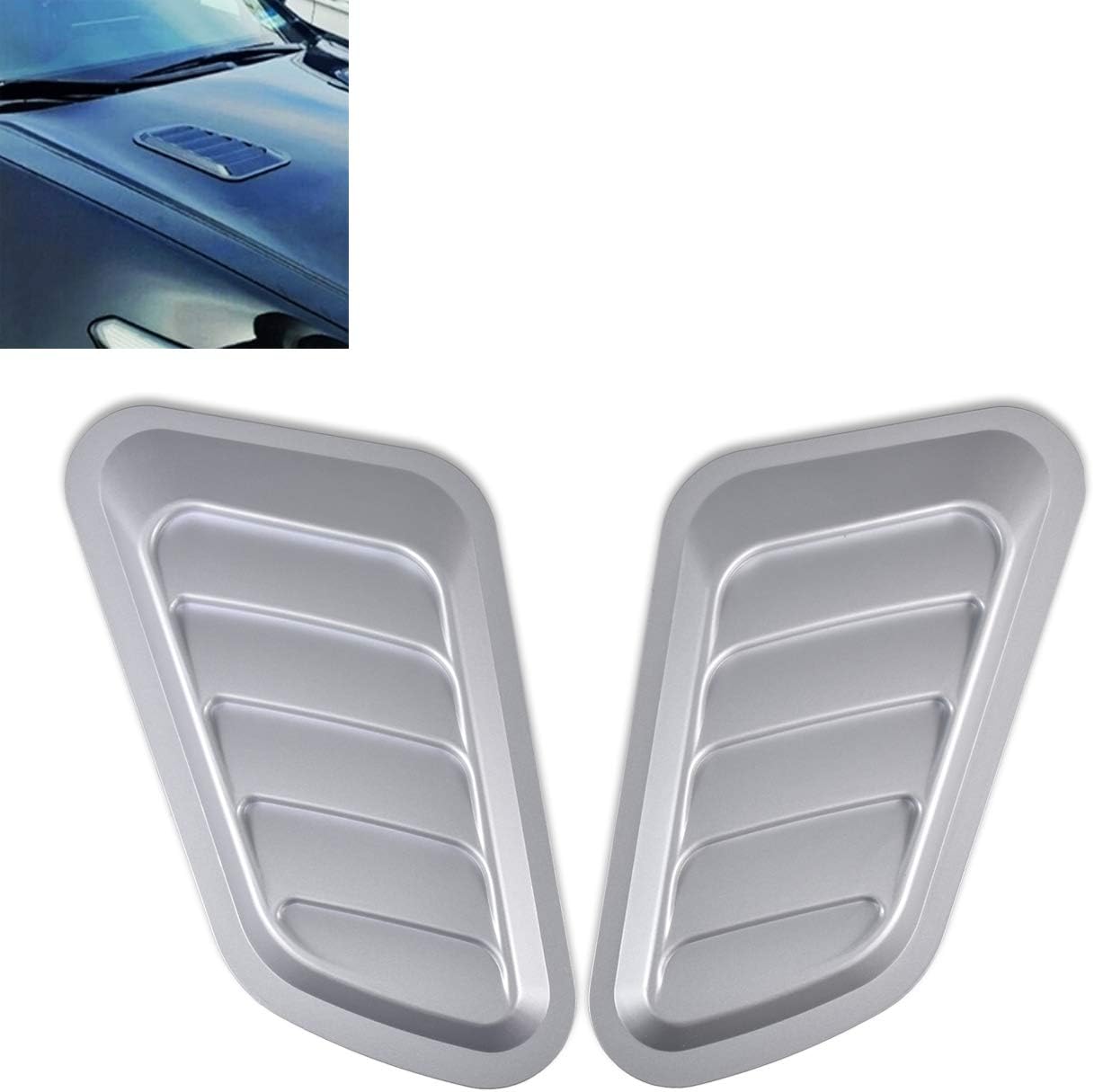 TUINCYN Universal Car Vent Decorative Air Flow Cover Intake Scoop Turbo Bonnet Hood Scoops 1 Pair (Black)