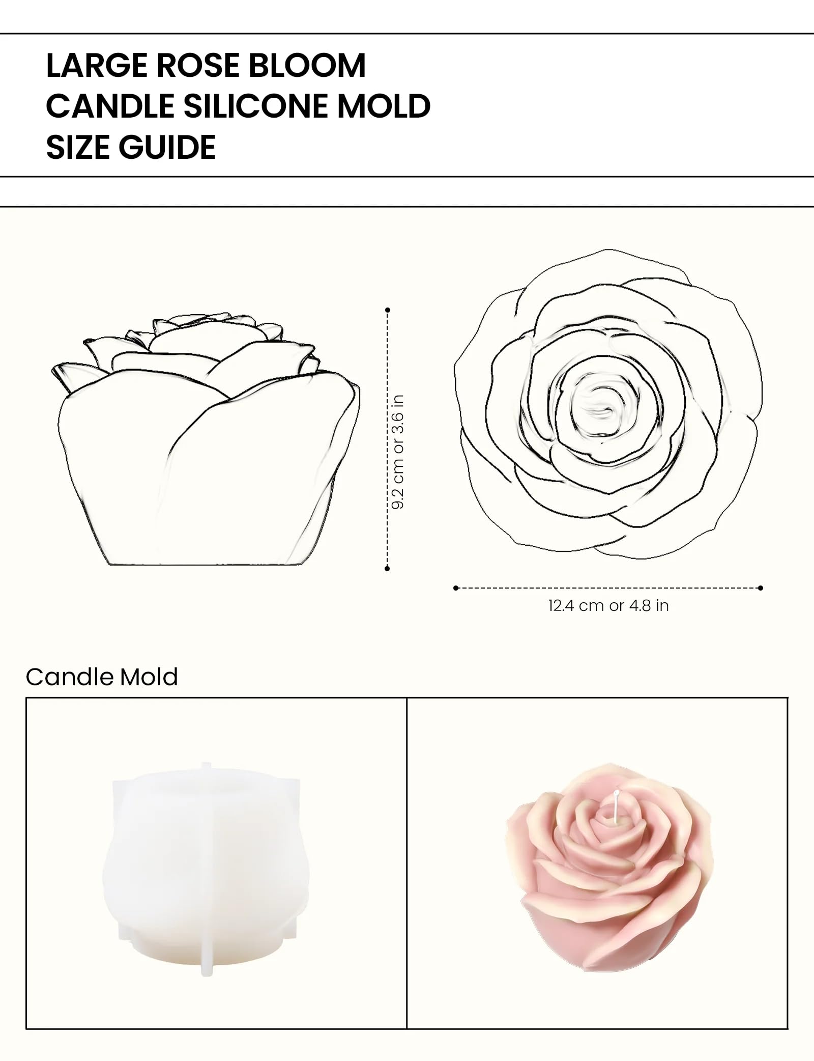 BOOWAN NICOLE Bloom Rose - Stampi in silicone per candele, 3D, per la produzione di candele, decorazioni artigianali (LZ0856)