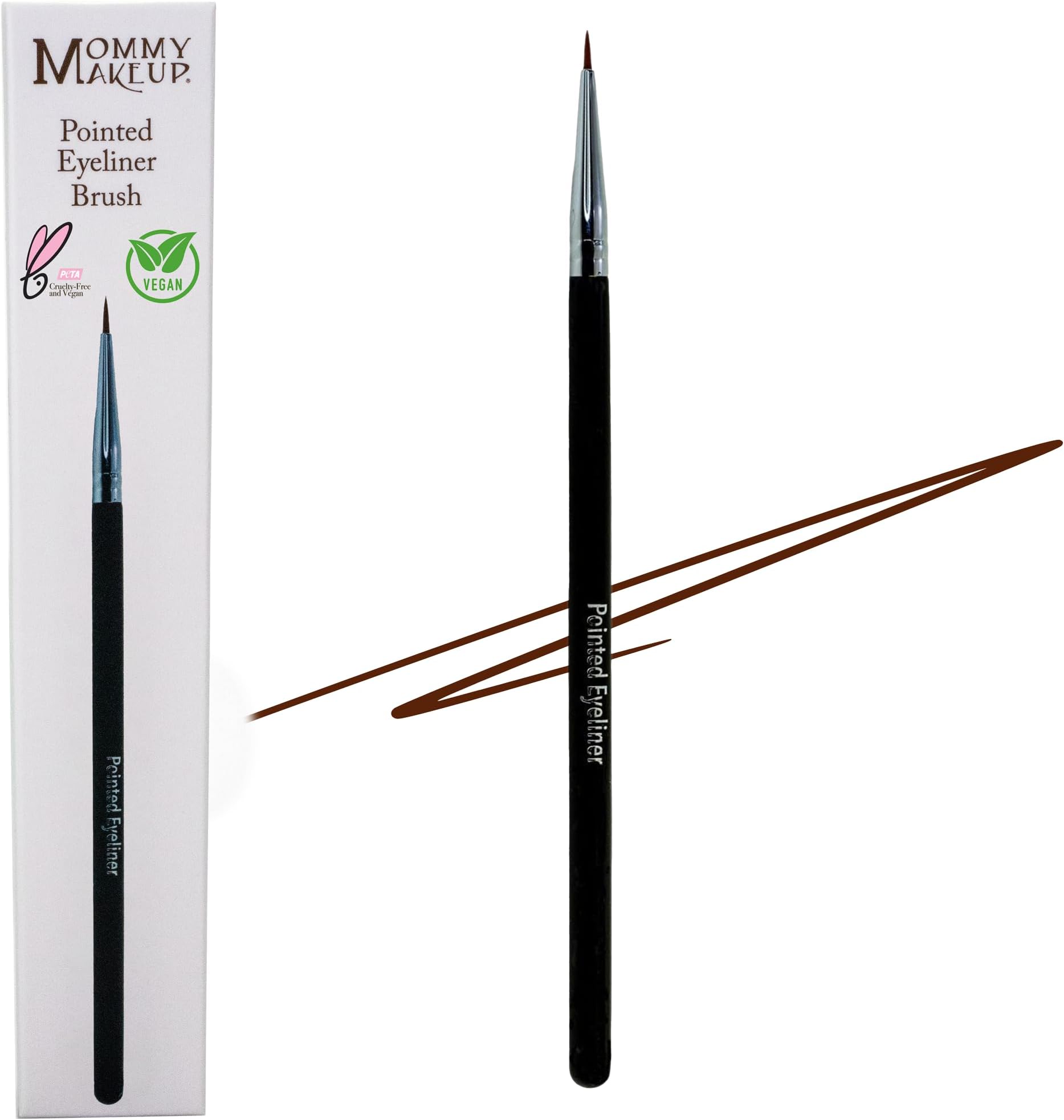 Pointed Eyeliner Brush - Ultra Fine Premium Synthetic Vegan Bristles, Precision Gel Eye Liner Brush for Easy & Flawless Application, Cruelty Free by Mommy Makeup