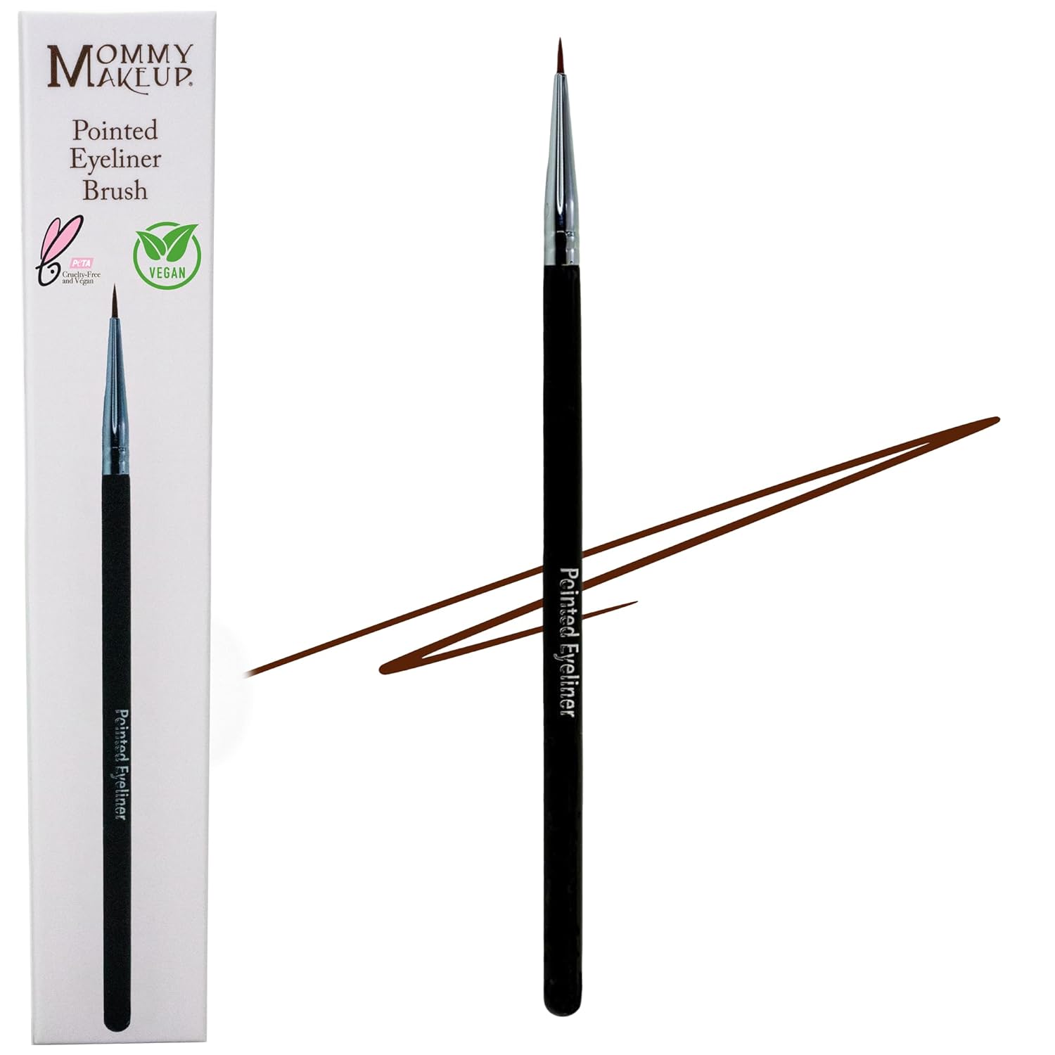 Pointed Eyeliner Brush - Ultra Fine Premium Synthetic Vegan Bristles - Precision Gel Eye Liner Brush for Makeup Artist-Quality Results, Cruelty Free by Mommy Makeup