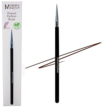 Pointed Eyeliner Brush - Ultra Fine Premium Synthetic Vegan Bristles, Precision Gel Eye Liner Brush for Easy & Flawless Application, Cruelty Free by Mommy Makeup