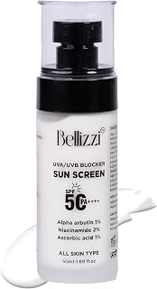 Bellizzi SPF 50 PA++++ Sunscreen Lotion | Broad Spectrum UVA and UVB Protection | With Niacinamide, Alpha Arbutin as well ... Price In India