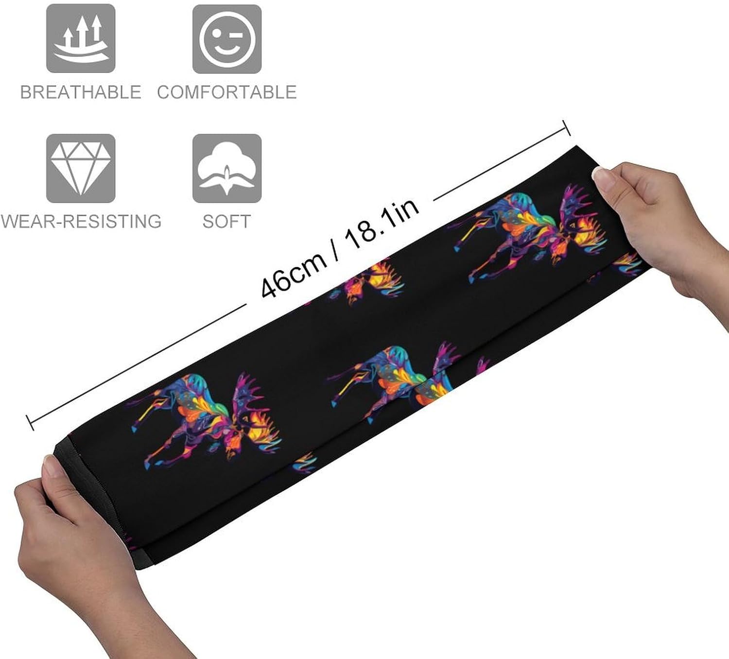 Colorful Canadian Moose Abstract Paint Wildlife Knee High Socks Athletic Long Stockings Sport Casual Crew Tube Sock Boot 46cm