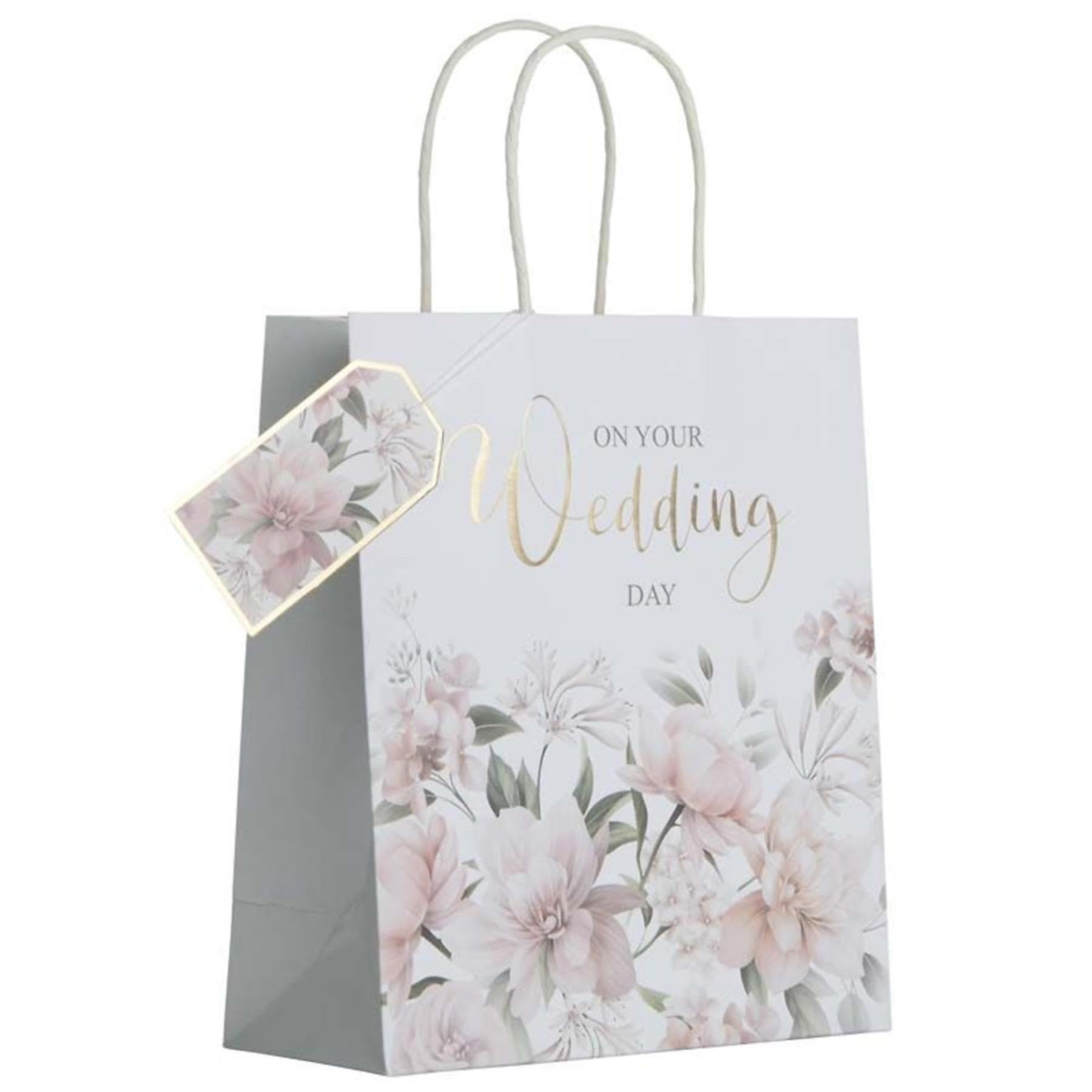 Widdle Gifts Wedding Day Bag with Tag Floral Pattern Eco Friendly 100% Recyclable 5111