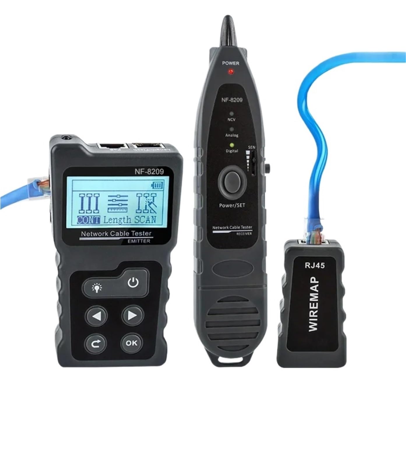 Tester kabli sieciowych, Tester Kabli Sieciowych, Odbiornik Internetowy Z Wyświetlaczem LCD, Narzędzie RJ45 UTP Do Pomiaru Długości, dla kabla sieciowego