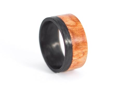 Men's carbon fiber and bentwood ring. Unique wooden wedding band. Water resistant, very durable and hypoallergenic. (00408_7N)