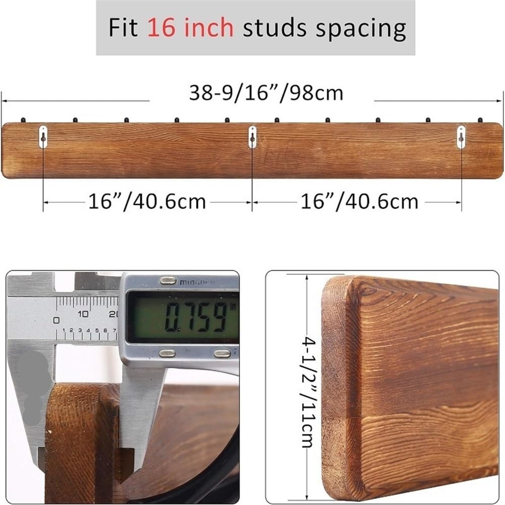 Perchero de Pared con 10 Ganchos Largos Madera for Abrigos Ganchos para Abrigos(Blanco)