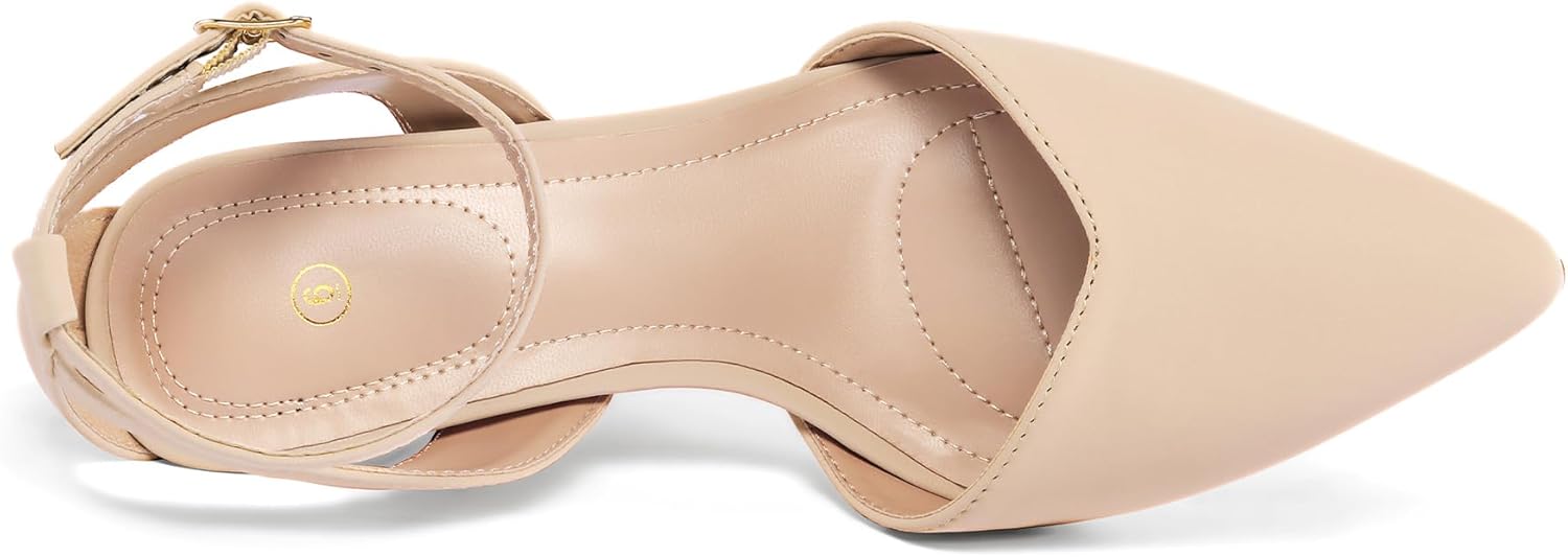 mysoft Women's Pumps Shoes Pointed Toe Kitten Low Heels Stiletto Ankle Strap Closed Toe Wedding Party Dress Sandals - Image 4