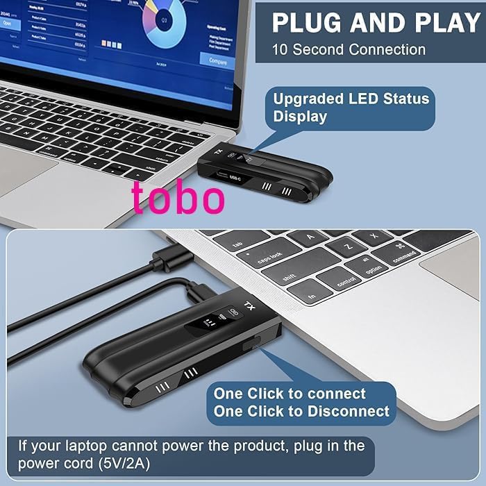 Image of Tobo Wireless HDMI 1 Receivers and One Transmitter,165FT /50M,Splitter Plug and Play,Wirelessly Simultaneous Expansion to Multi-TVs,1080P Full HD for Streaming LaptopTV /Projector (TD-1404H)