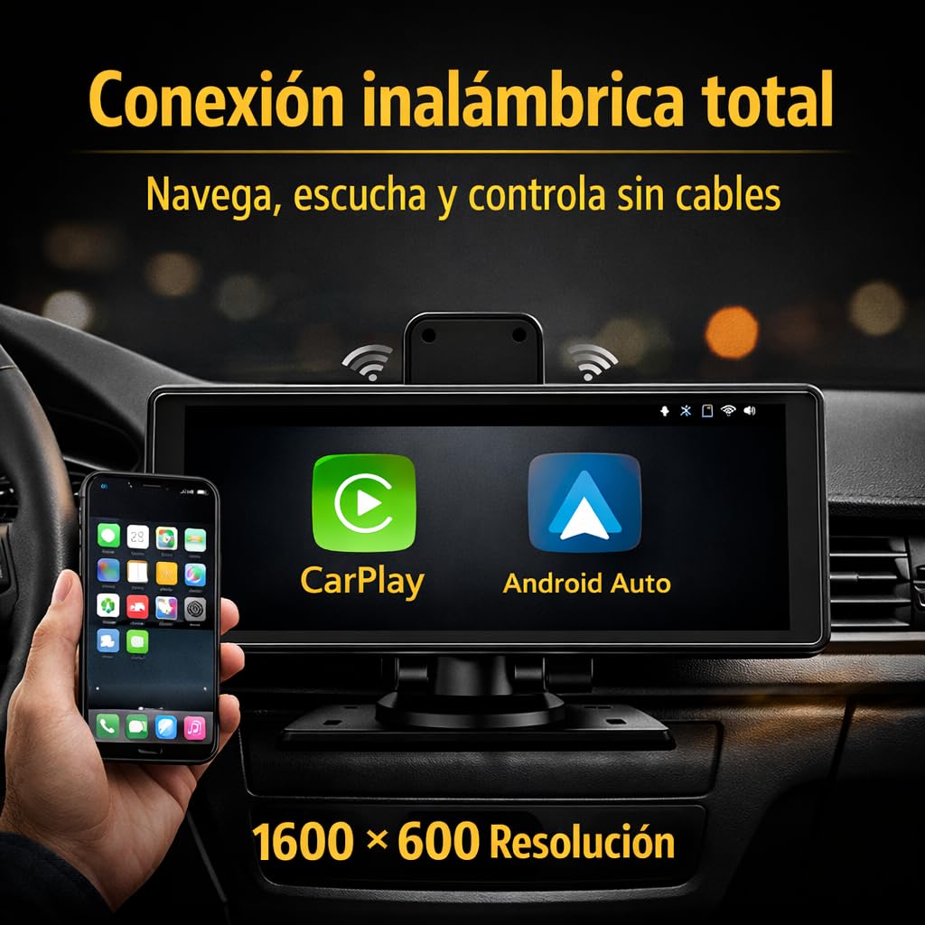 Belson B 5303R Sistema Multimedia 10” IPS con Compatible CarPlay & Android Auto, Proyección Inalámbrica, DVR 1080P/2K/4K, WiFi Video, FM, Bluetooth, AUX, USB C
