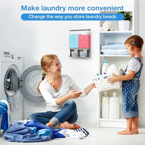 Miniatura 2 de Conworld Dispensador de detergente para ropa, dispensador de perlas de aroma montado en la pared para organización y almacenamiento de lavandería,