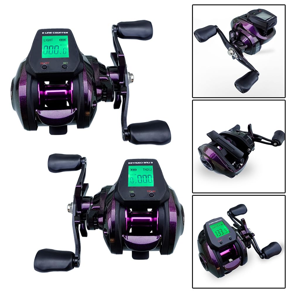 Carrete de pesca, 7.2:1 5+1BB Carretes de pesca digital con pantalla de alarma de mordida para agua dulce o salada, mano izquierda