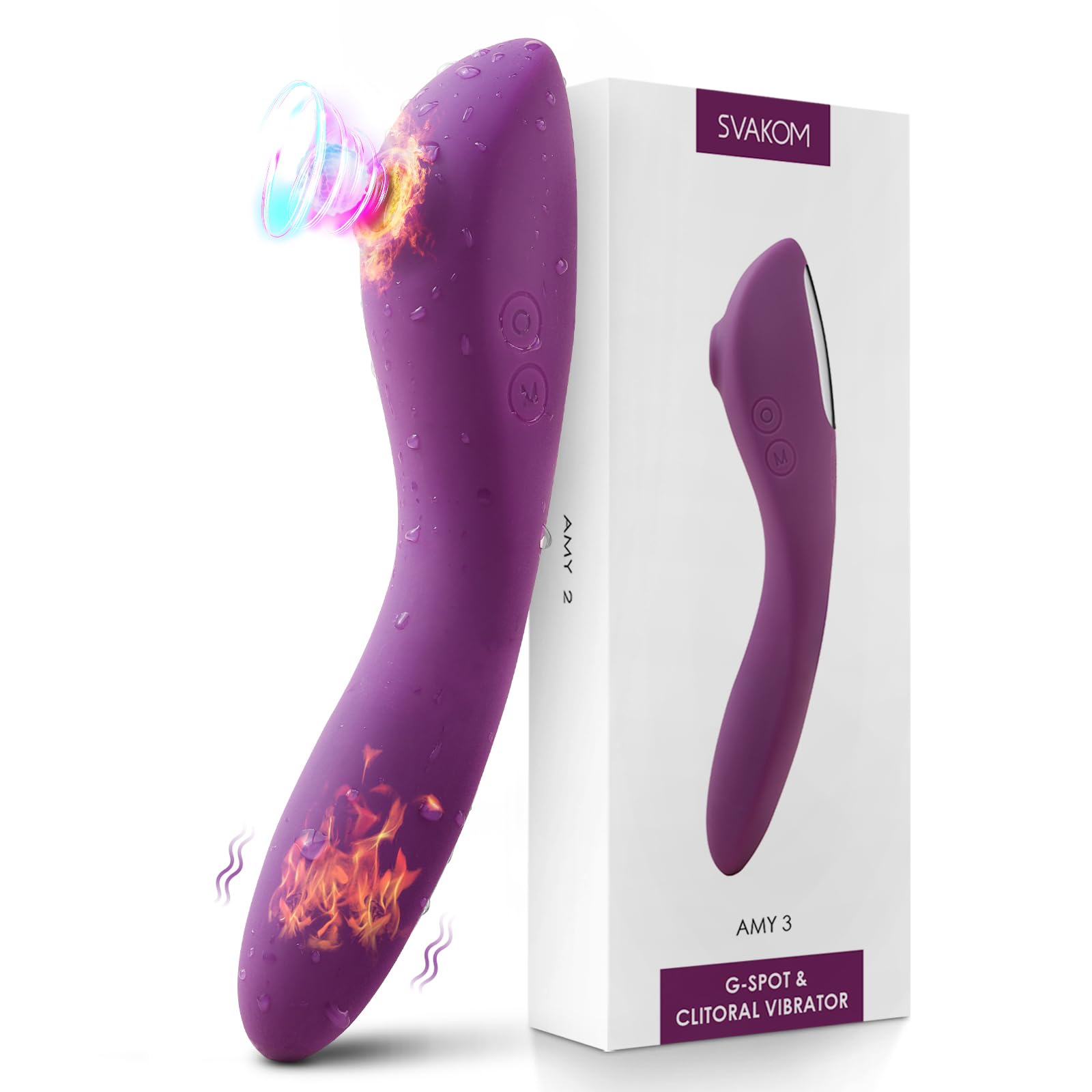 Heating Sucking Dildo Vibrator Sex Toy - SVAKOM Dual-end Heating Adult Toy Clitoral Sucker G Spot Vibrators -