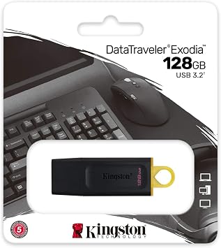 Kingston Kingston DataTraveler Exodia 128GB USB Flash Memory USB3.2 Gen1 (Black + Yellow) DTX/128GB