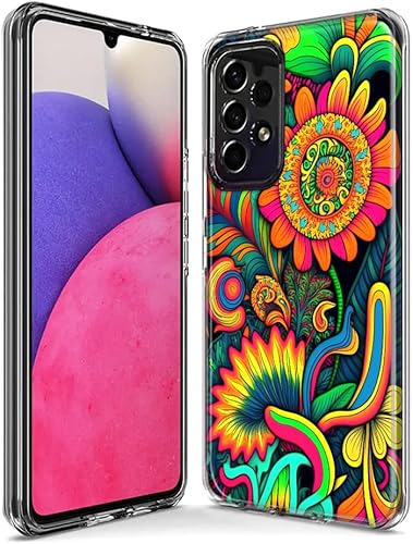 Miniatura 3 de Mundaze - Case for Samsung Galaxy A53 Slim Hybrid Shockproof Hard Shell Soft TPU Heavy Duty Protective Phone Cover - Trippy Neon Glow Rainbow -