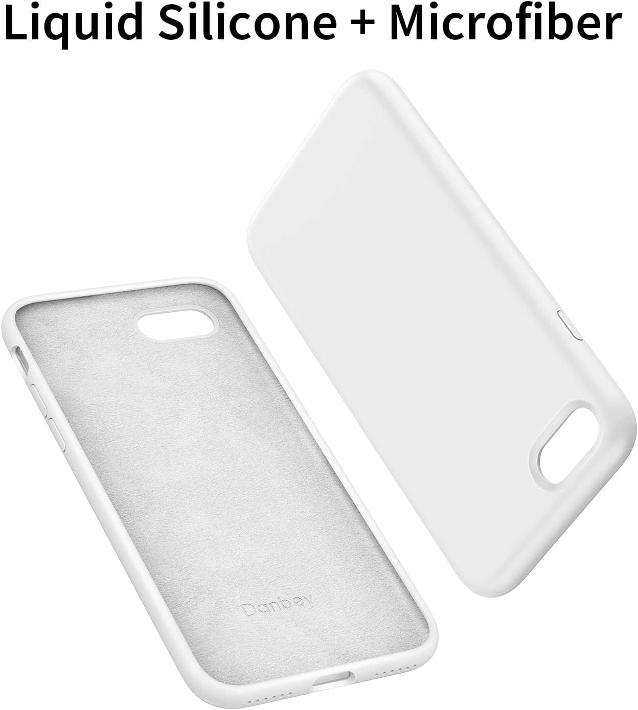 for iPhone 7 Plus / 8 Plus Genuine Liquid Silicone Stain-Resistant Phone Case Heavy Duty Shockproof Slim Solid Color Cover, 5.5-inch - Pure White