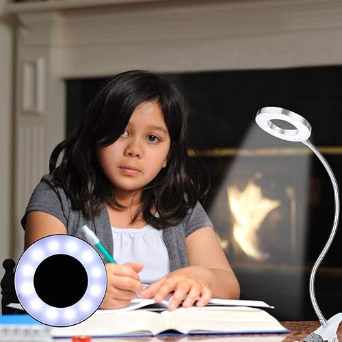 Miniatura 7 de Luz LED de lectura, lámpara de maquillaje, carga USB, ajustable, salón de belleza, luces LED de escritorio con clip para cejas, labios, extensión de