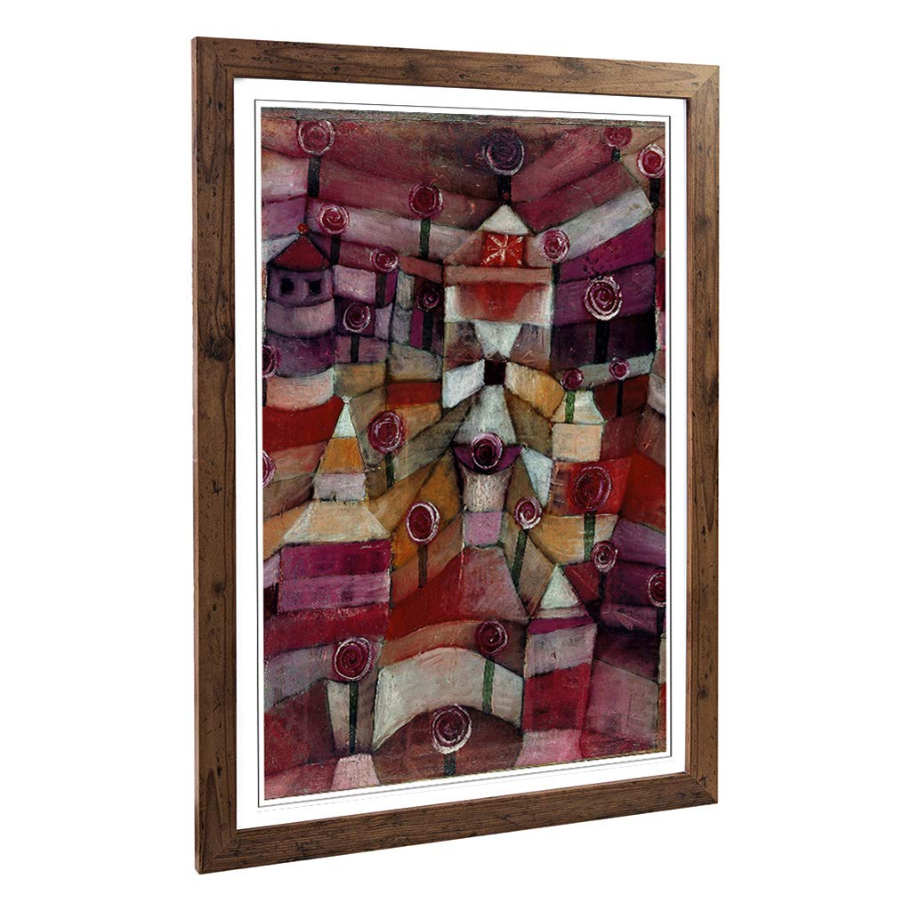 Big Box Art Framed Print of Paul Klee Rose Garden Design | Wall Art Picture | Home Decor for Kitchen, Living, Dining Room, Lounge, Bedroom, Hallway, Office, Walnut, A2 / 24.5x18 Inch / 62x45cm