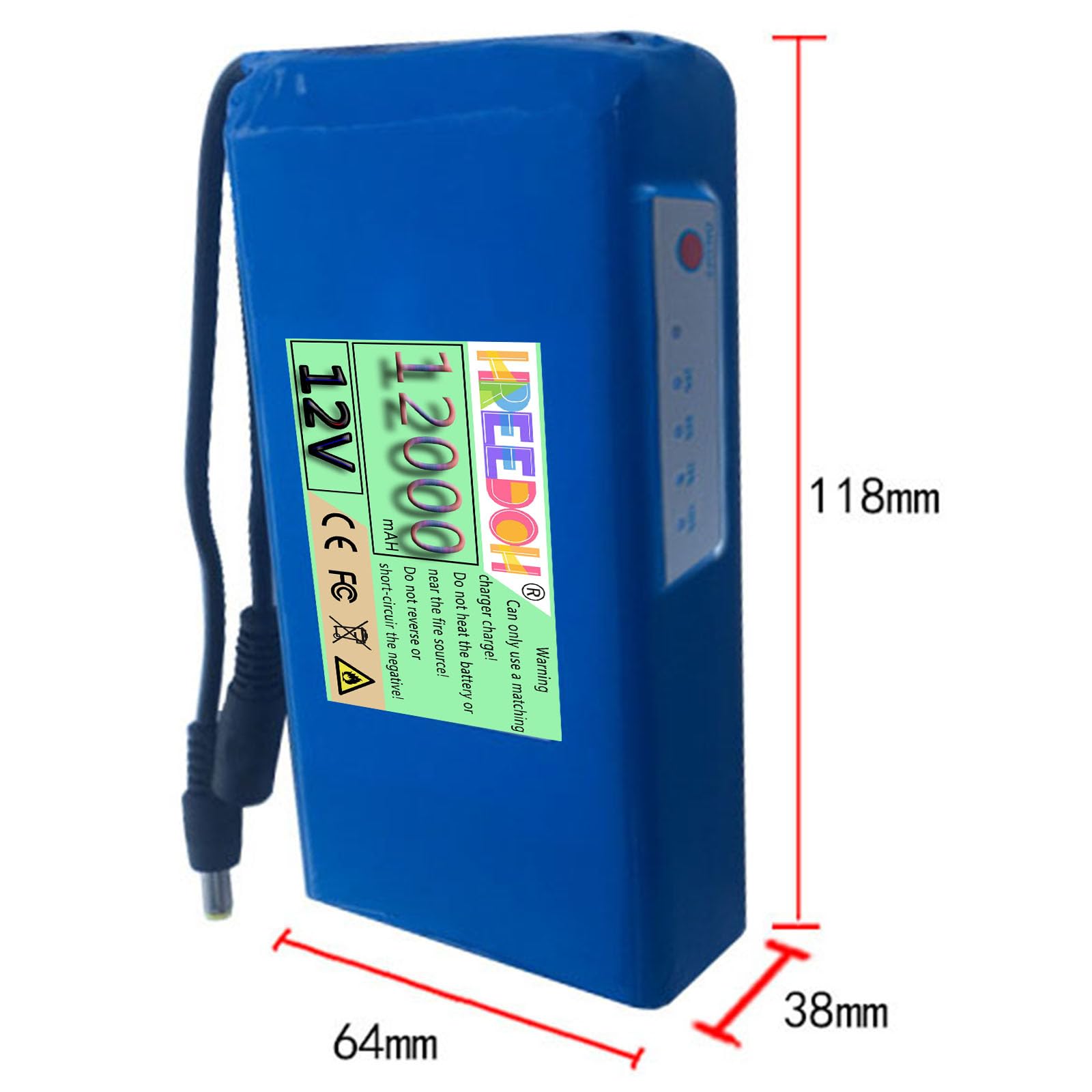 Batteria al Litio 12V Batteria Ricaricabile 5000mAh 6000mAh 7000mAh 9000mAh 12000mAh Batteria agli ioni di Litio per Strisce Luminose a LED con Caricabatterie,12v12000mah