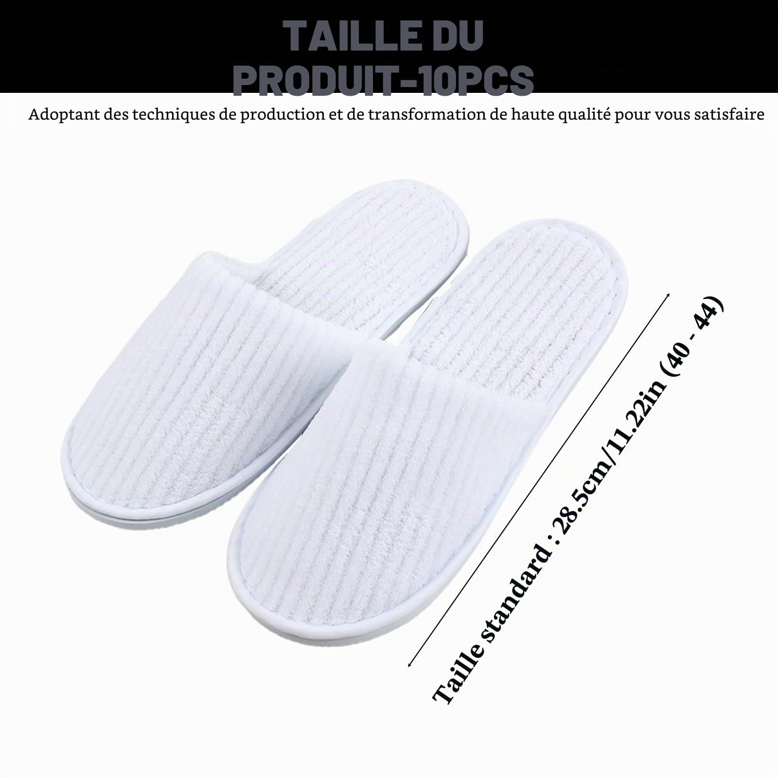 Lot de 10 paires de chaussons en polaire de corail : chaussons blancs pour spa, chaussons en polaire de corail pour invités, pantoufles lavables en velours de coton unisexes, pantoufles d'hôtel