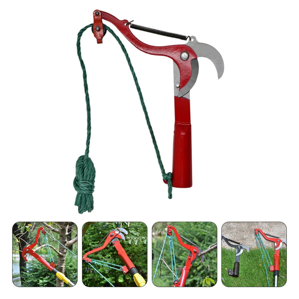 Podadora de Árboles Extensible de Acero Rojo con Polea Compuesta