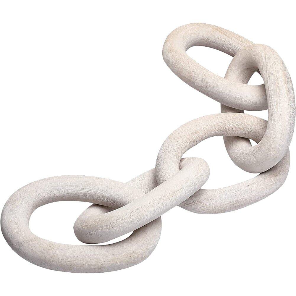 Sanfly 5-link Wood Chain Link Decoration Hand Carved Decorative Wood Chain Farmhouse Ornaments Living Room Bedroom Decoration