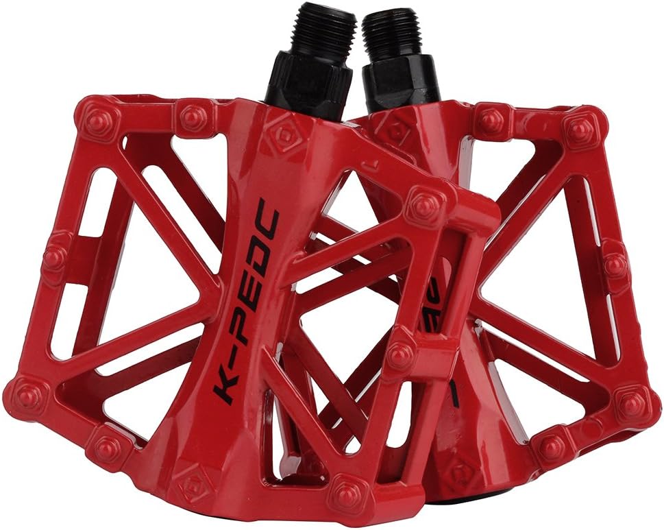 Aluminium CNC Bike Pedals 9/16", Lightweight Mountain Road Bike Pedal with 16 Anti-Skid Pins Bicycle Pedals for MTB BMX