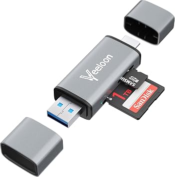 OTG SD Card Reader,Dual Slots USB 3.0 Type C to Micro SD Card Adapter, MicroSD SDHC SDXC Memory Card Viewer for Camera, Compatible with iPhone 17 16 15 Pro/Pro Max PC Computer MacBook Laptop