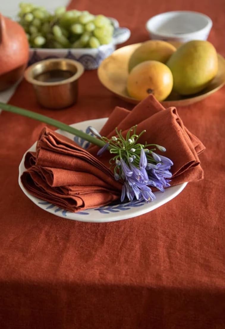 INDACORIFY Bawełniane serwetki z terakoty Bandana Serwetki kuchenne Zmywalna serwetka Ślubne Imprezy Świąteczne Chusteczka na stół Serwetka bawełniana (50, (50 x 50 cm) 20 x 20 cali