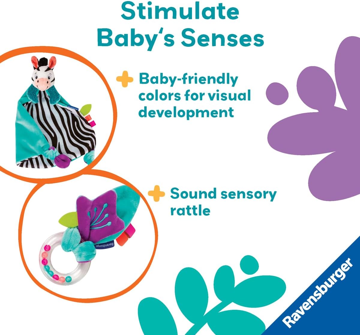 Ravensburger Play+ My First Snuggle Friend – Zebra | Cozy Comfort & Sensory Play | Encourages Emotional Development