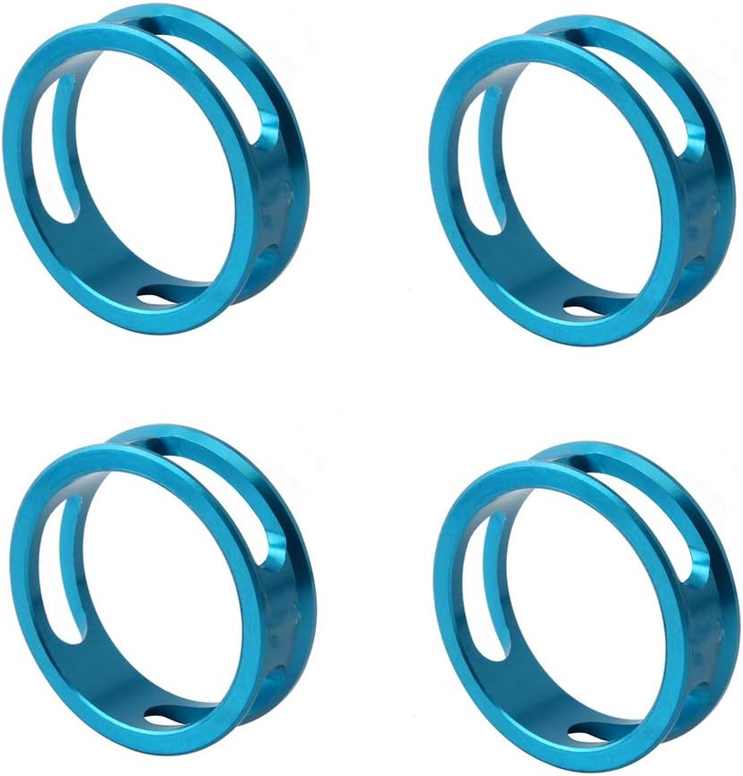 Bike 4pcs Bike Headset Ring Aluminum Alloy 1-1/8'' 28.6MM Gasket Bicycle Headset Spacer Spacing Pad Front Fork Washer for Bikes(Blue)